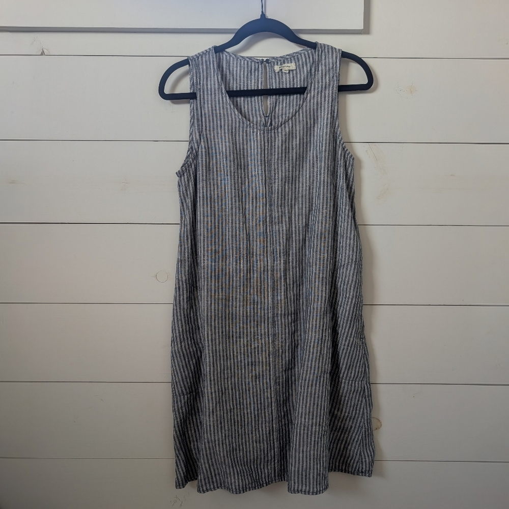 Striped Linen Sleeveless Dress